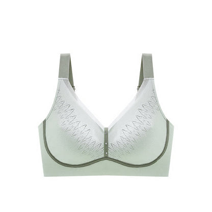 Color-Blocked Breathable Wireless Bra - Green - 5XL - image 4