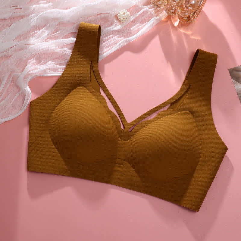 Fashion-Forward Thin Wireless Bra - Caramel - 6XL - image 12