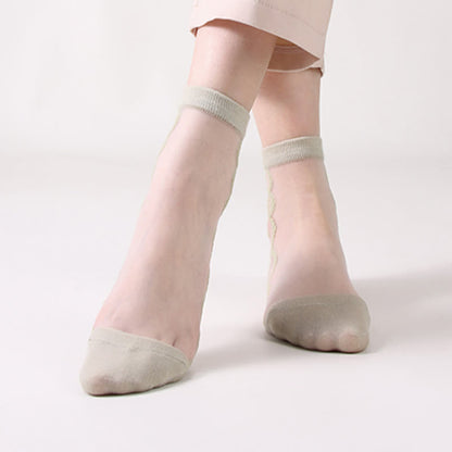 Plus Size Floral Sheer Cotton Ankle Socks(8 Pairs) - image 16