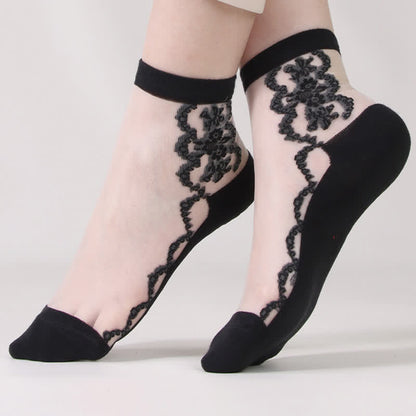 Plus Size Floral Sheer Cotton Ankle Socks(8 Pairs) - image 5