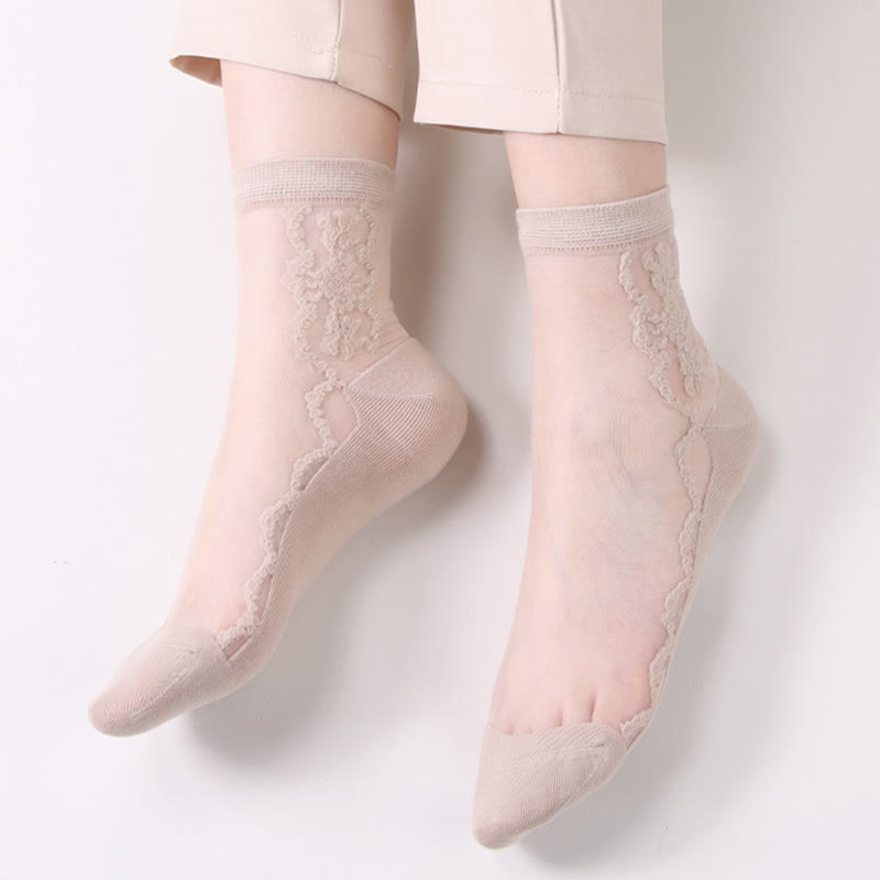 Plus Size Floral Sheer Cotton Ankle Socks(8 Pairs) - image 14
