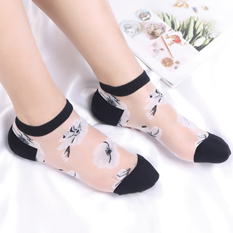 Lightweight Floral Breathable Sheer Ankle Socks(5 Pairs) - image 14