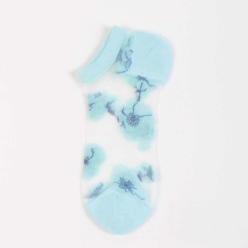 Lightweight Floral Breathable Sheer Ankle Socks(5 Pairs) - Light Blue - EU36-40(US3-7) - image 8