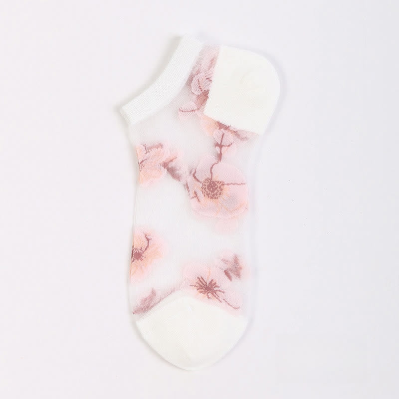 Lightweight Floral Breathable Sheer Ankle Socks(5 Pairs) - White - EU36-40(US3-7) - image 13