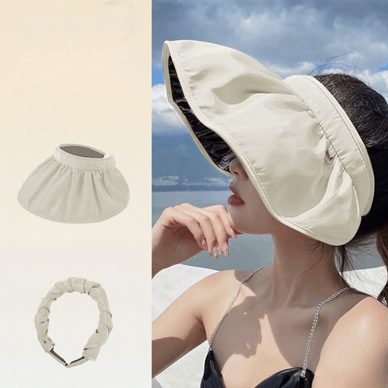 Headband-style Open-top Wide Brim Sun Hat