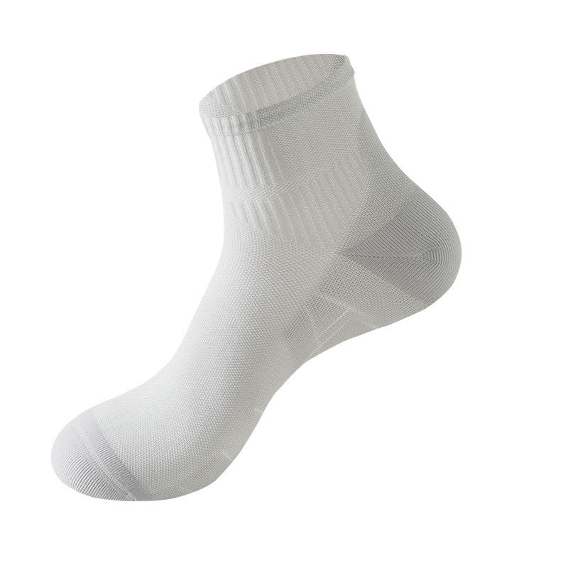 Solid Color Breathable Sports Ankle Compression Socks(5 Pairs) - Grey - EU39-42(US6-8.5) - image 7