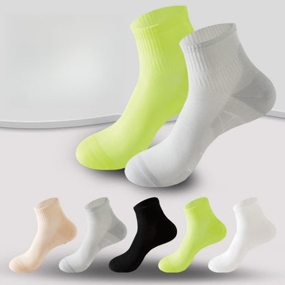 Solid Color Breathable Sports Ankle Compression Socks(5 Pairs)
