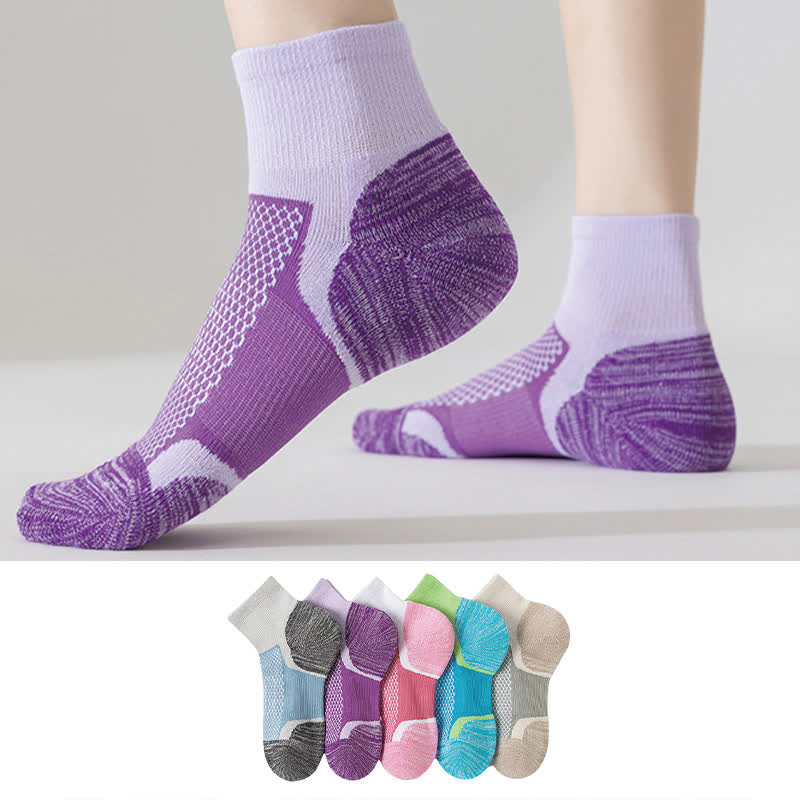 Color-Blocking Breathable Sports Ankle Compression Socks(5 Pairs) - image 0