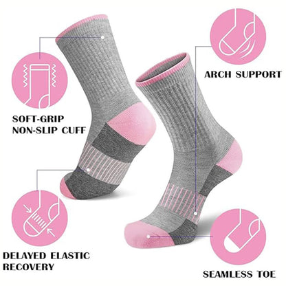 Striped Color-Block Moisture-Wicking Compression Socks(5 Pairs) - image 1