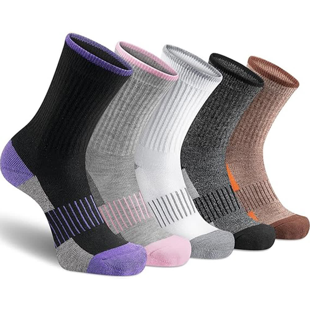 Striped Color-Block Moisture-Wicking Compression Socks(5 Pairs) - Set A - EU37-46(US4-12) - image 2