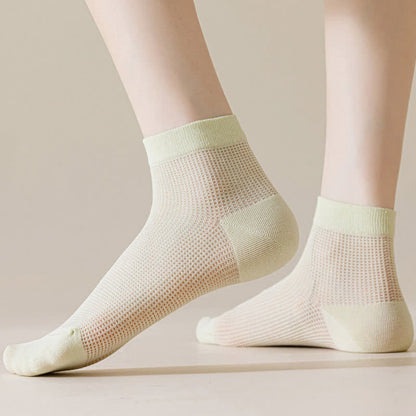 Lightweight Mesh Breathable Solid-Color Ankle Socks(8 Pairs) - image 2