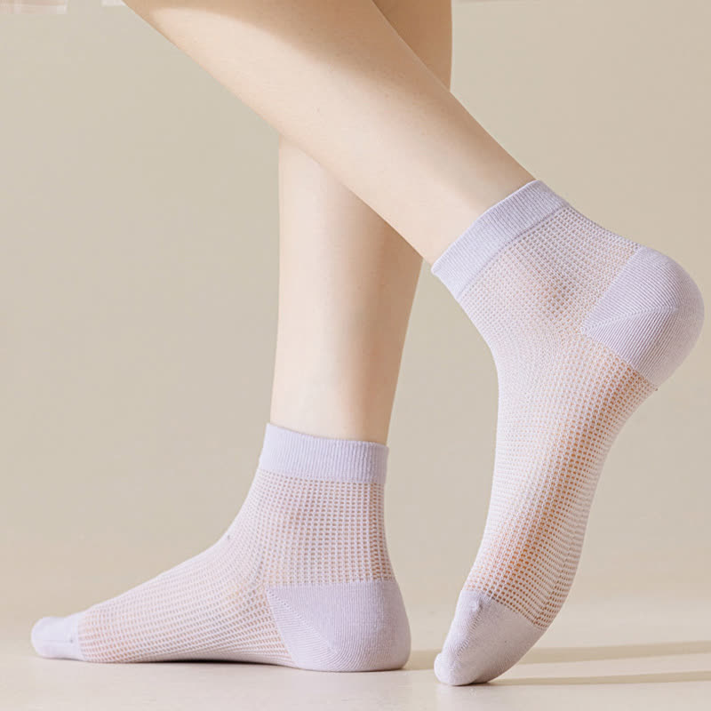 Lightweight Mesh Breathable Solid-Color Ankle Socks(8 Pairs) - image 7