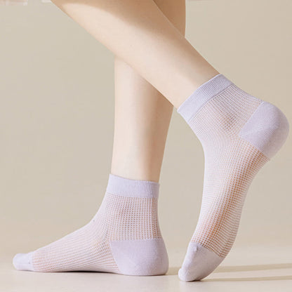 Lightweight Mesh Breathable Solid-Color Ankle Socks(8 Pairs) - image 7