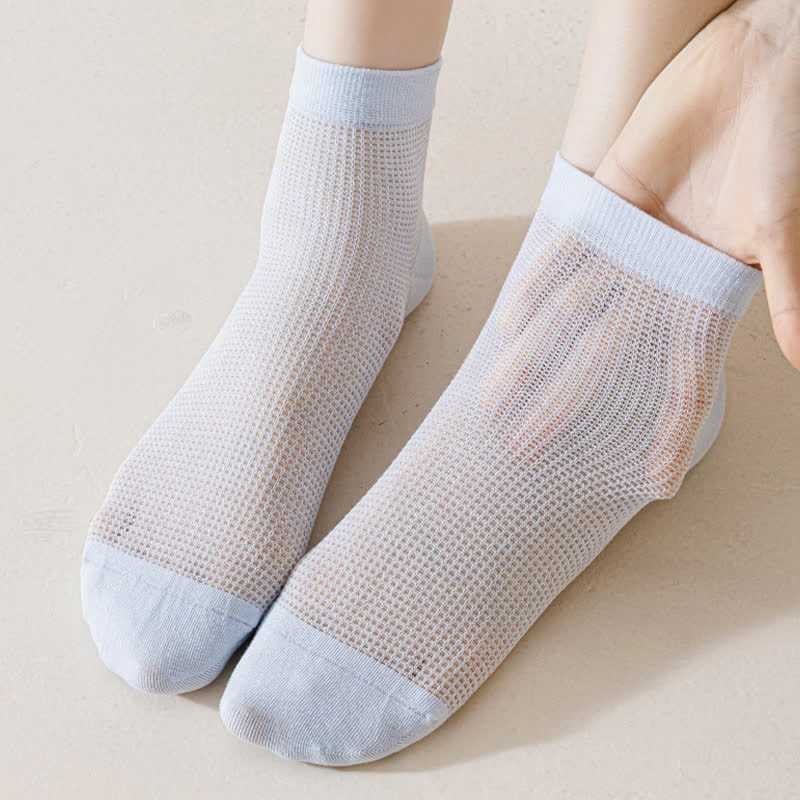 Lightweight Mesh Breathable Solid-Color Ankle Socks(8 Pairs) - image 11