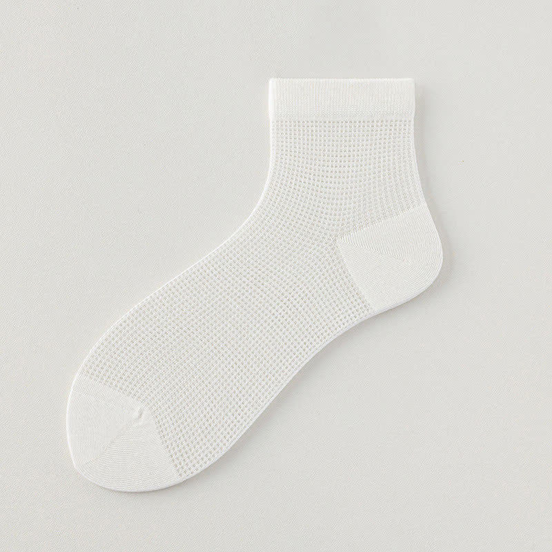 Lightweight Mesh Breathable Solid-Color Ankle Socks(8 Pairs) - White - EU36-40(US3-7) - image 16