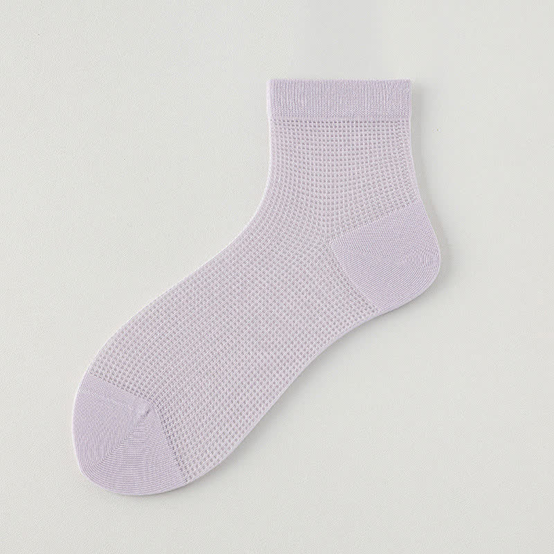 Lightweight Mesh Breathable Solid-Color Ankle Socks(8 Pairs) - Purple - EU36-40(US3-7) - image 10