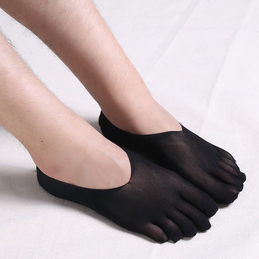 Invisible Thin Breathable Toe Socks(4 Pairs) - Black - EU39-44(US6-10) - image 0