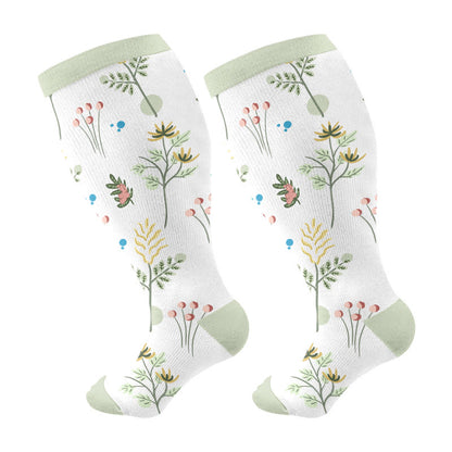 Plus Size Floral Flourish Compression Socks(3 Pairs)