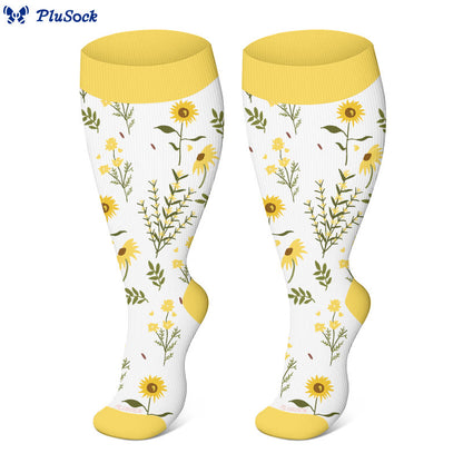 Plus Size Floral Flourish Compression Socks(3 Pairs)