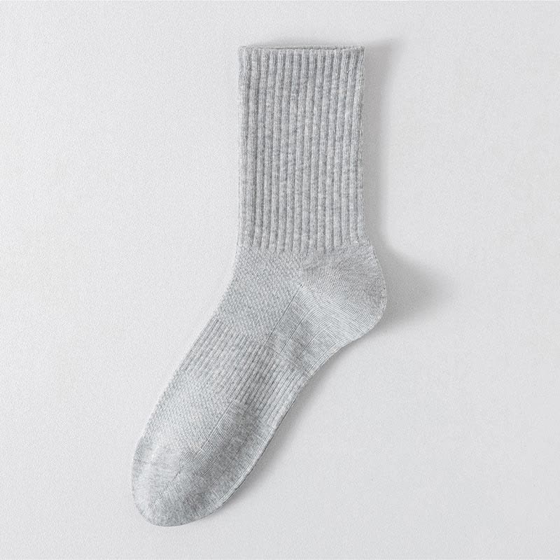 Solid Color Breathable Sports Socks(6 Pairs) - Light Gray - EU43-48(US9-13) - image 18