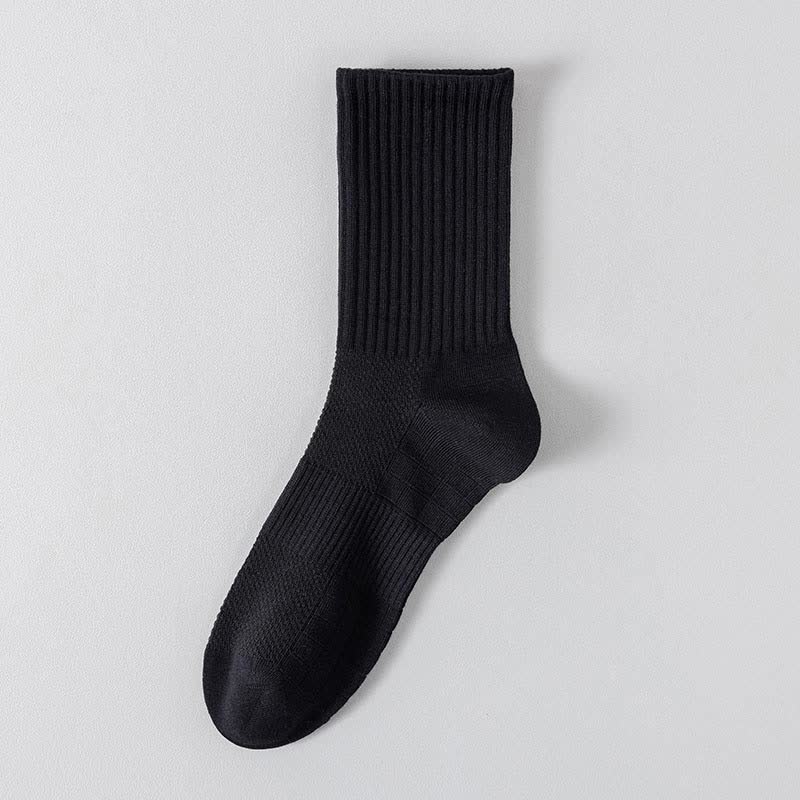 Solid Color Breathable Sports Socks(6 Pairs) - Black - EU43-48(US9-13) - image 7