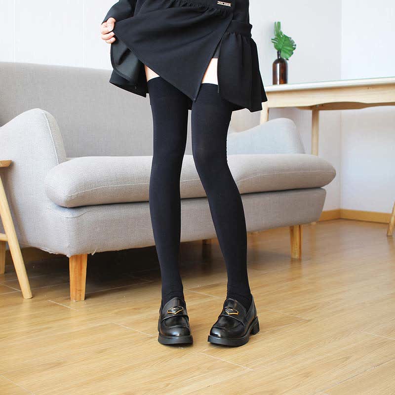 Plus Sexy Solid Color Thigh High Socks(4 Pairs) - image 3