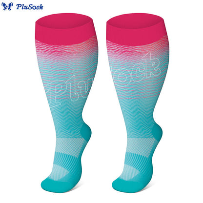 Plus Size Line Gradient Compression Socks(3 Pairs)