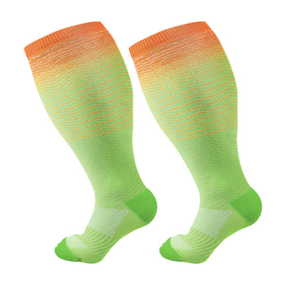 Plus Size Line Gradient Compression Socks(3 Pairs) - Green - 4XL - image 8