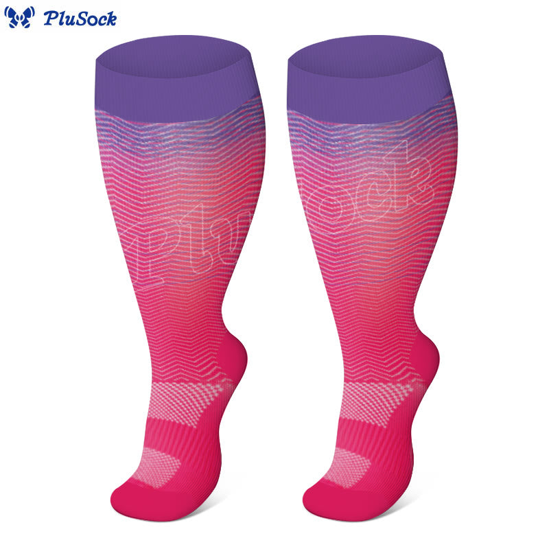 Plus Size Line Gradient Compression Socks(3 Pairs) - image 2