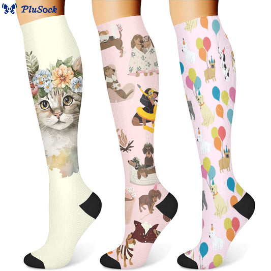 Balloon Dachshund Cat Compression Socks(3 Pairs) - image 1