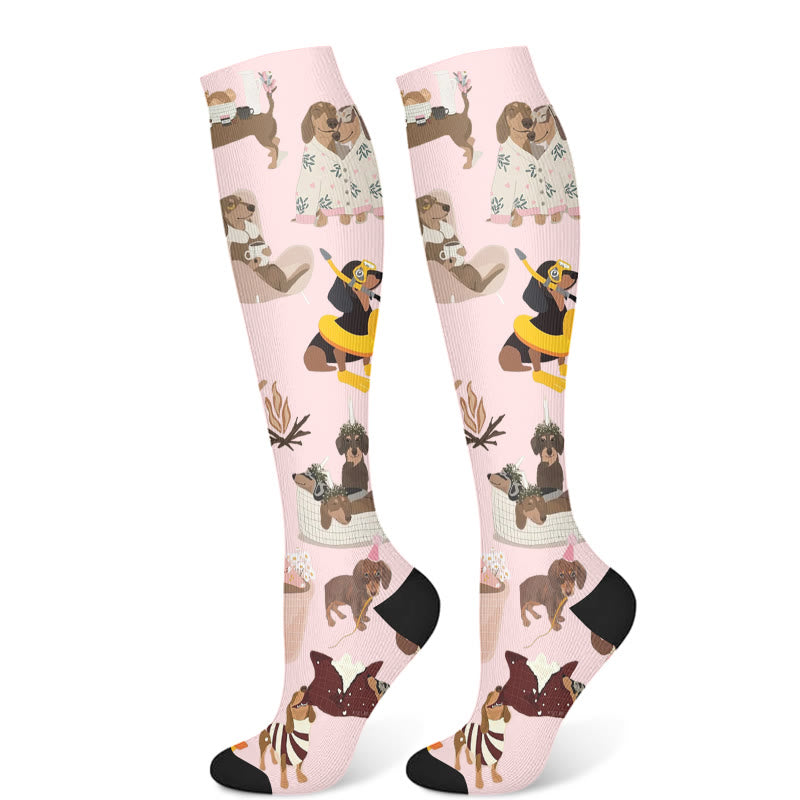 Balloon Dachshund Cat Compression Socks(3 Pairs)