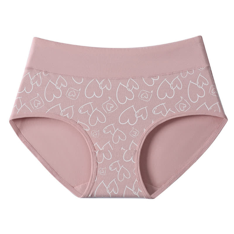 Love Print High Waist Cotton Brief(3 Packs) - B - 4XL - image 5