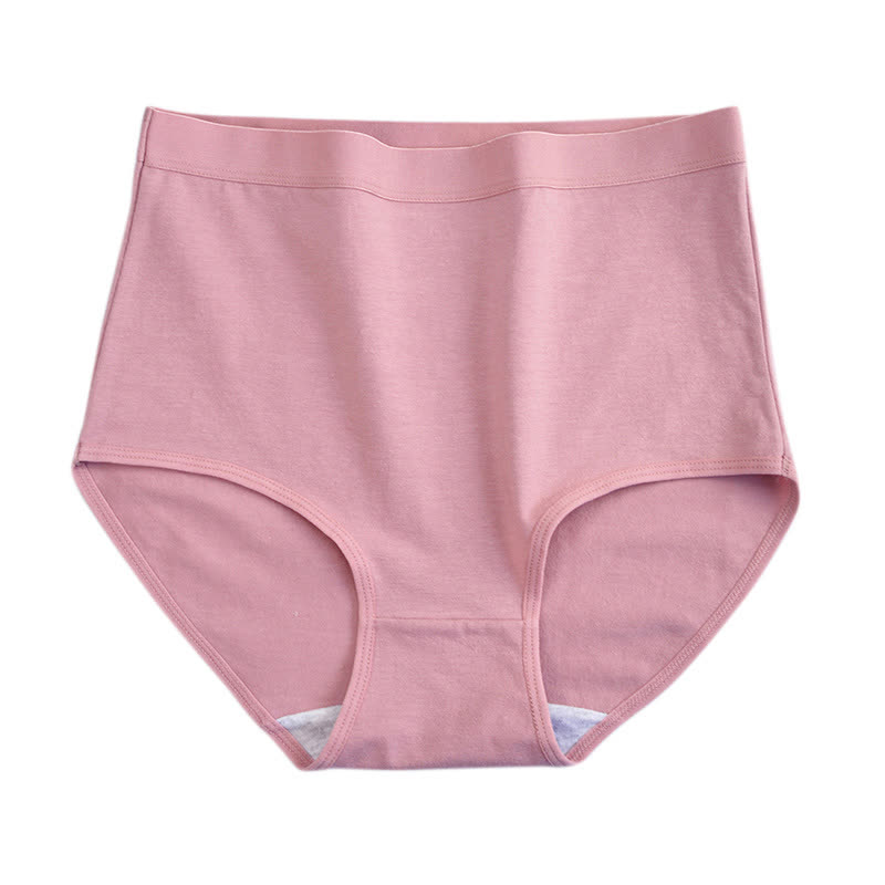 Solid Color High Waist Breathable Soft Cotton Brief(3 Packs) - Dark Pink - 3XL - image 3
