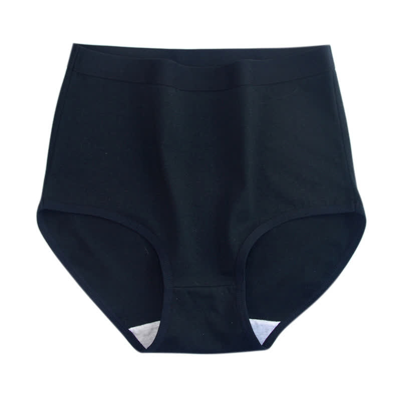 Solid Color High Waist Breathable Soft Cotton Brief(3 Packs) - Black - 3XL - image 10