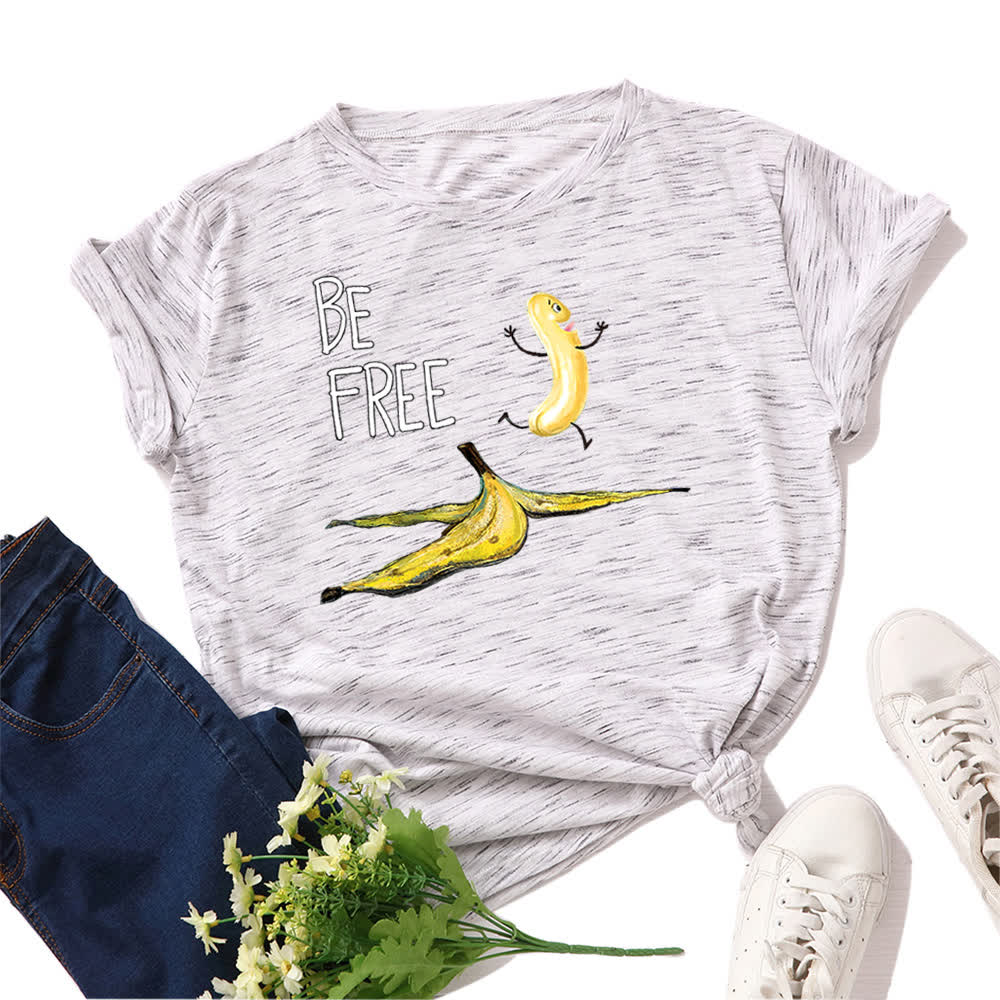 Plus Size Creative Banana Print Short Sleeve T-Shirt - White - 5XL - image 3