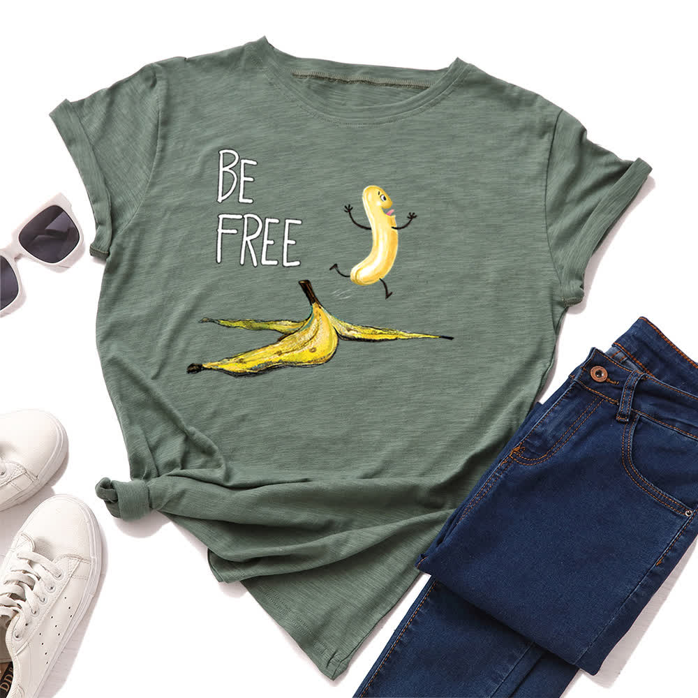 Plus Size Creative Banana Print Short Sleeve T-Shirt - Green - 5XL - image 4
