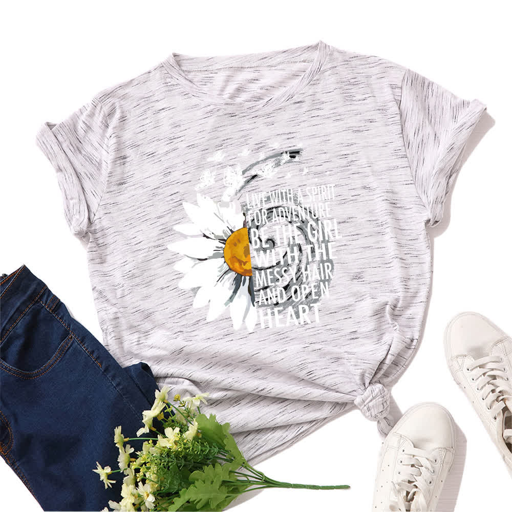 Plus Size Floral Letter Print Short Sleeve T-Shirt - White - 5XL - image 6