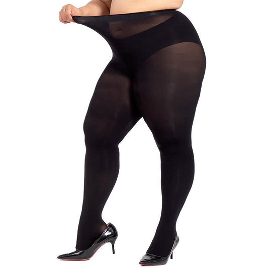 Plus Size Black High Waist Pantyhose(2 Pairs) - image 0