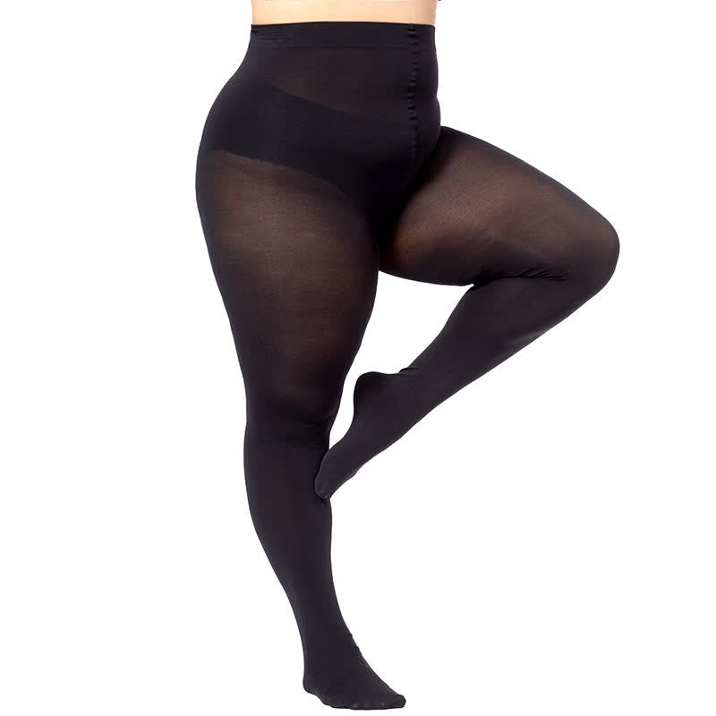 Plus Size Black High Waist Pantyhose(2 Pairs)