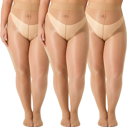 Shiny Sheer Pantyhose(3 Pairs) - Nude - One Size - image 2