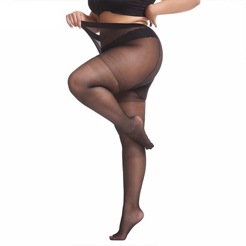 Anti-snagging Sheer Pantyhose(2 Pairs) - Black - Plus SIze - image 2
