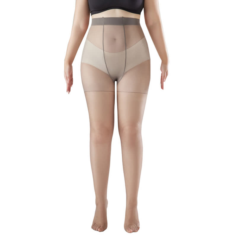 Ultra-thin High Waist Anti-snagging Sheer Pantyhose(2 Pairs) - Grey - XL - image 12