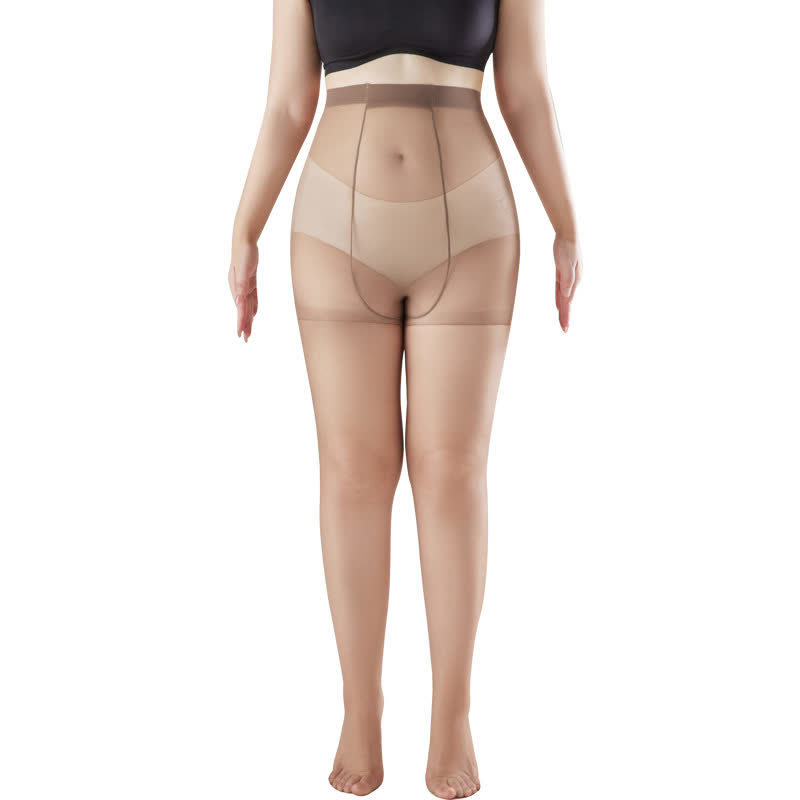 Ultra-thin High Waist Anti-snagging Sheer Pantyhose(2 Pairs) - Coffee - XL - image 11