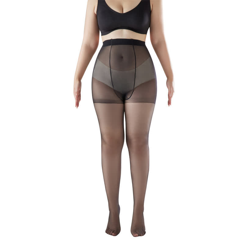 Ultra-thin High Waist Anti-snagging Sheer Pantyhose(2 Pairs) - Black - XL - image 9