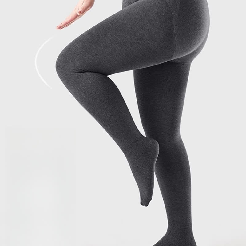 High Waist Solid Color Footed Pantyhose - image 1