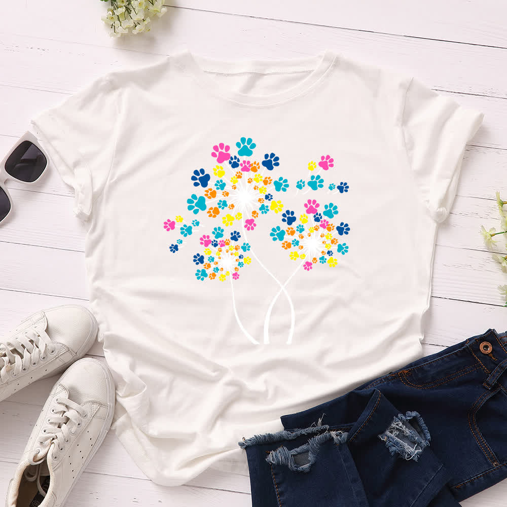 Plus Size Creative Dandelion Short Sleeve T-Shirt - White - 5XL - image 3