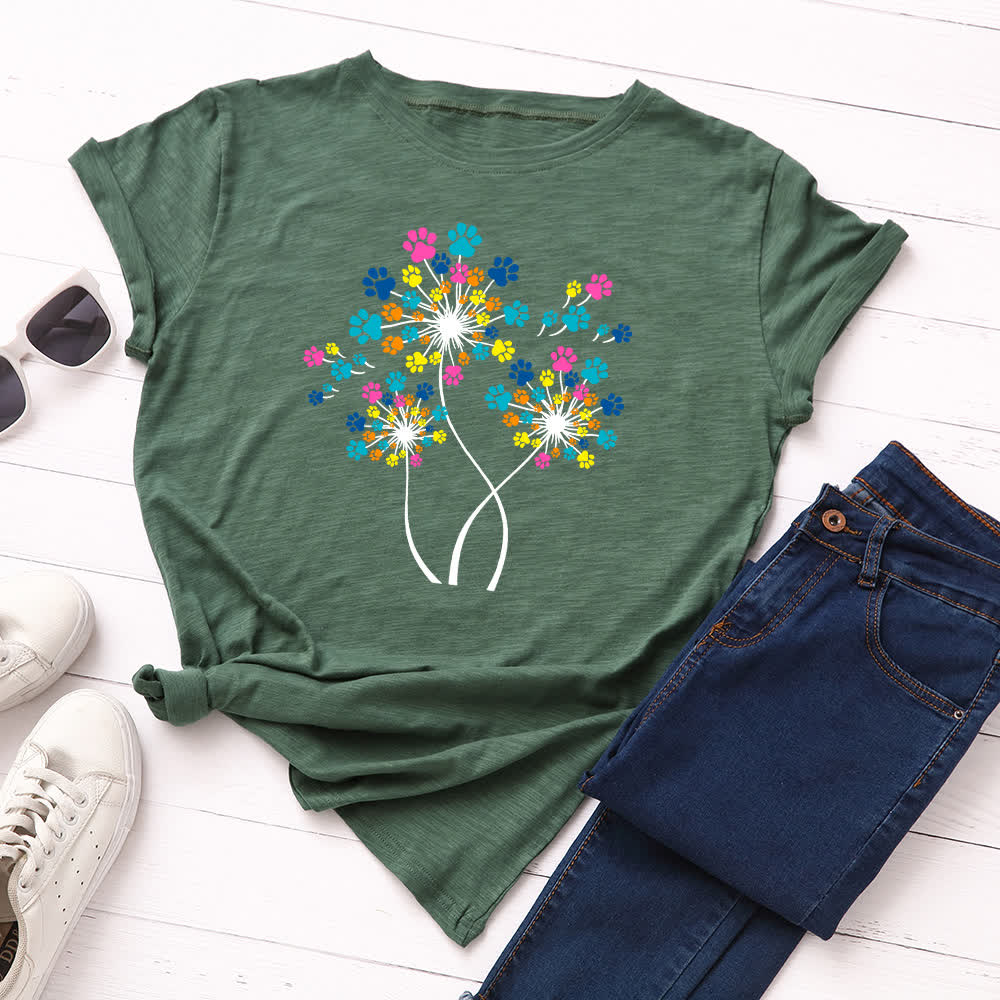 Plus Size Creative Dandelion Short Sleeve T-Shirt - Army Green - 5XL - image 5