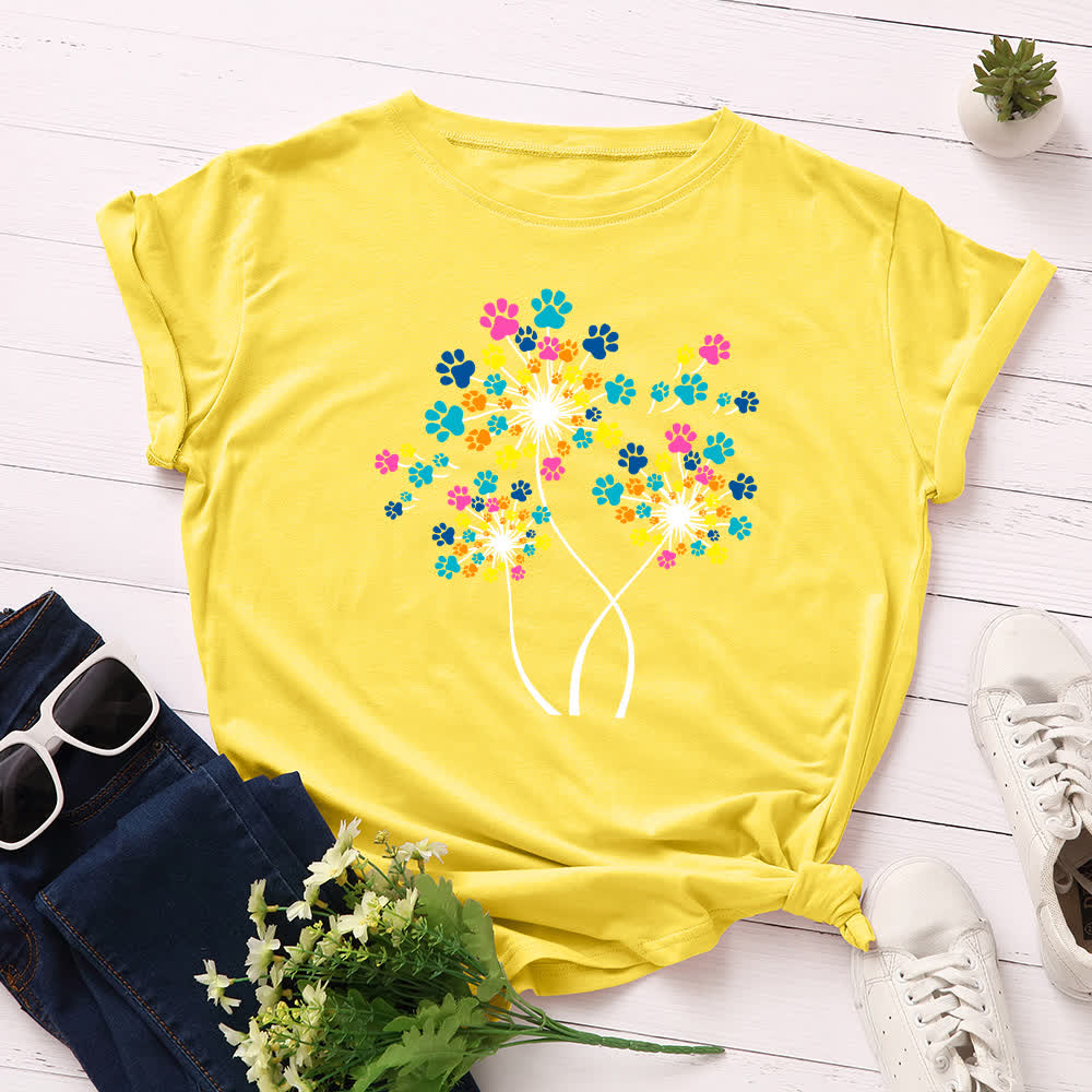 Plus Size Creative Dandelion Short Sleeve T-Shirt - Yellow - 5XL - image 2