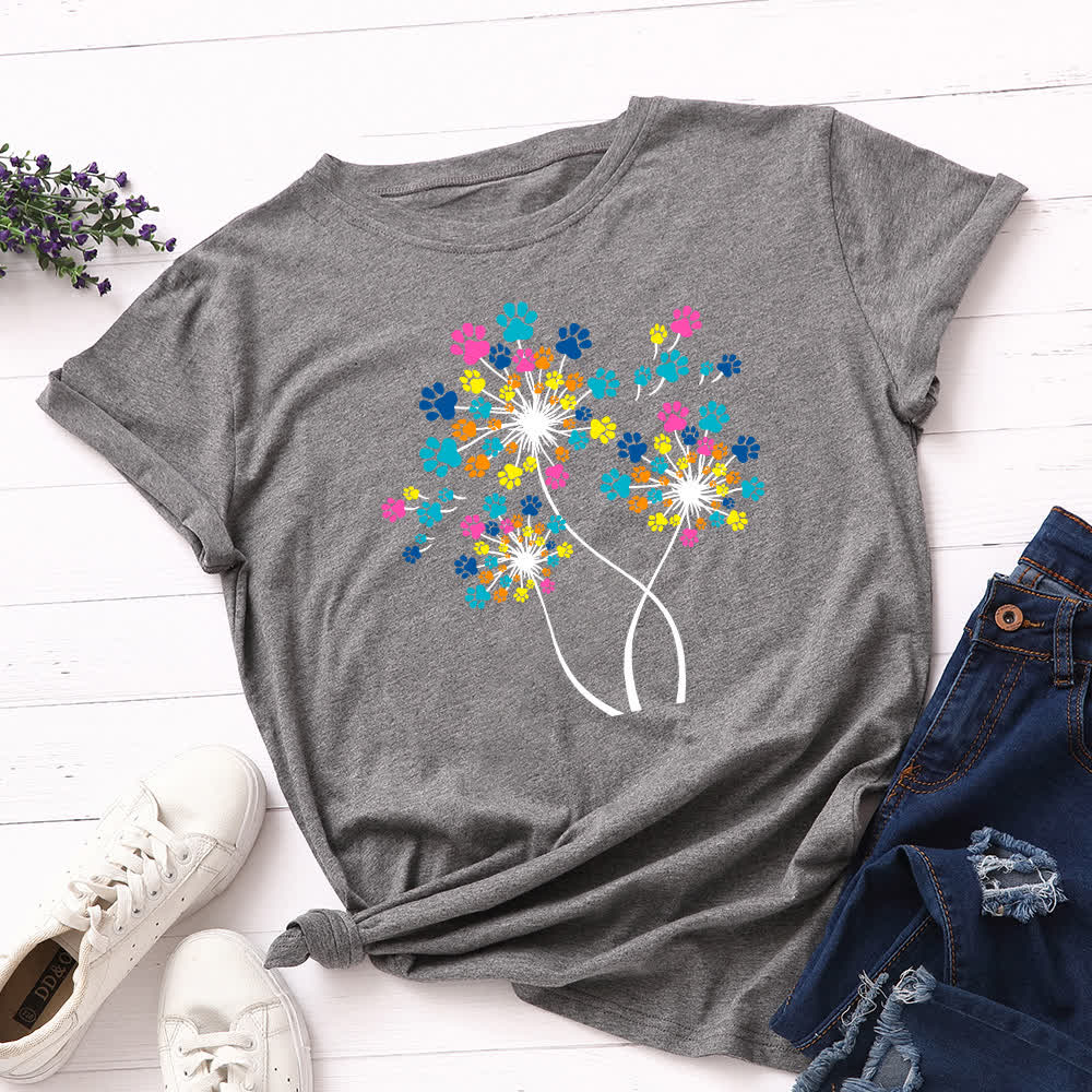 Plus Size Creative Dandelion Short Sleeve T-Shirt - Dark Grey - 5XL - image 6