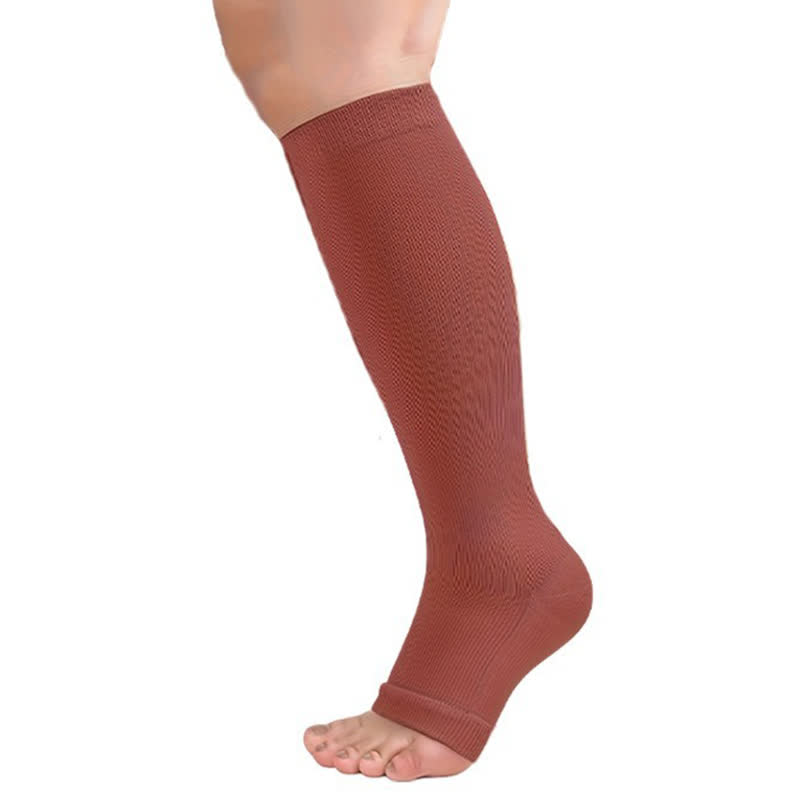 Polka Dot High Elastic Open Toe Compression Socks(3 Pairs) - B - 2XL - image 2